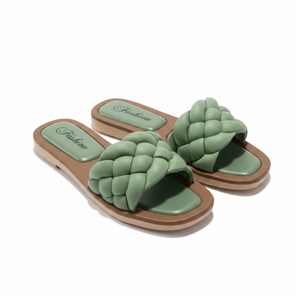 Woven Strap Slide Sandals